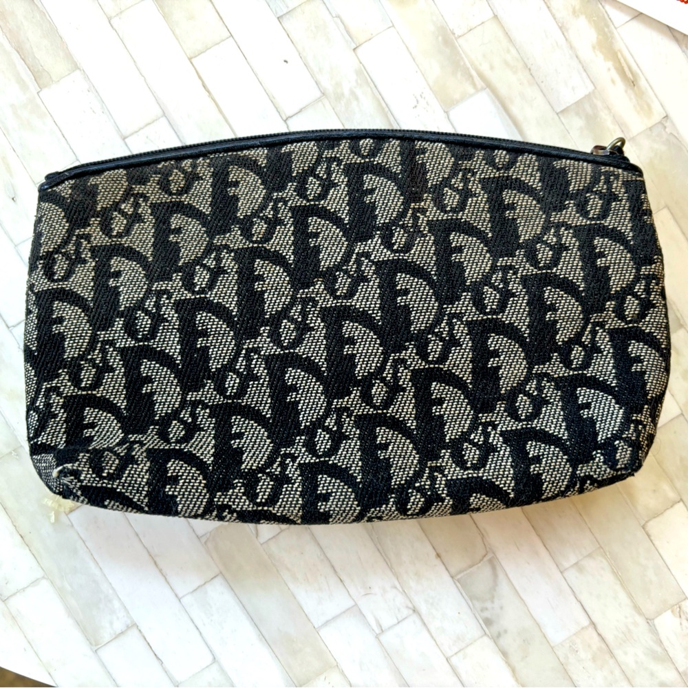 Dior monogram denim make up bag